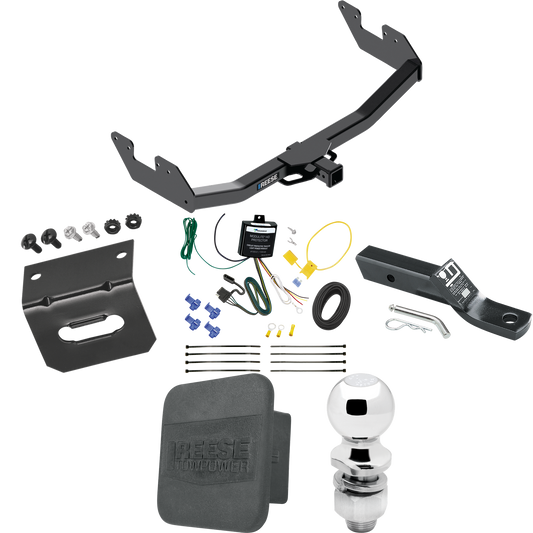 Fits 2016-2023 Toyota Hilux Trailer Hitch Tow PKG w/ 4-Flat Wiring + Ball Mount w/ 2" Drop & 2" Ball + Wiring Bracket + Hitch Cover By Reese Towpower