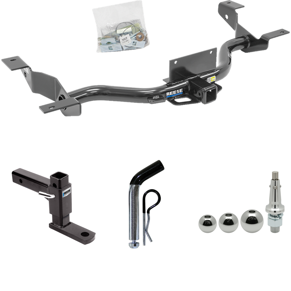 Fits 2014-2023 RAM ProMaster 1500 Trailer Hitch Tow PKG w/ Adjustable Drop Rise Ball Mount + Pin/Clip + Inerchangeable 1-7/8" & 2" & 2-5/16" Balls (Excludes: w/Extended Body Models) By Reese Towpower