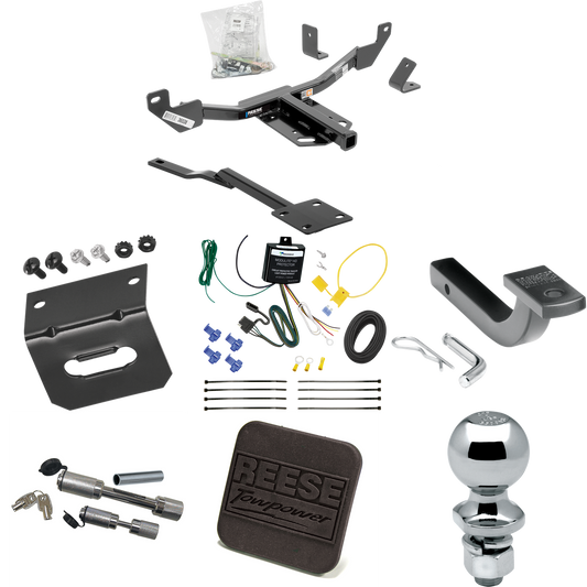 Se adapta al paquete de remolque con enganche para remolque Cadillac XTS 2013-2019 con arnés de cableado de 4 planos + barra de tracción + bola de 2" + soporte de cableado + cubierta de enganche + enganche doble y cerraduras de acoplador de Reese Towpower