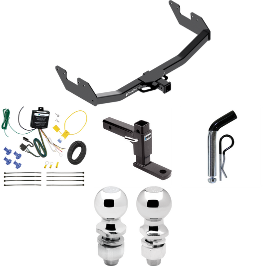 Fits 2016-2023 Toyota Hilux Trailer Hitch Tow PKG w/ 4-Flat Wiring + Adjustable Drop Rise Ball Mount + Pin/Clip + 2" Ball + 2-5/16" Ball By Draw-Tite