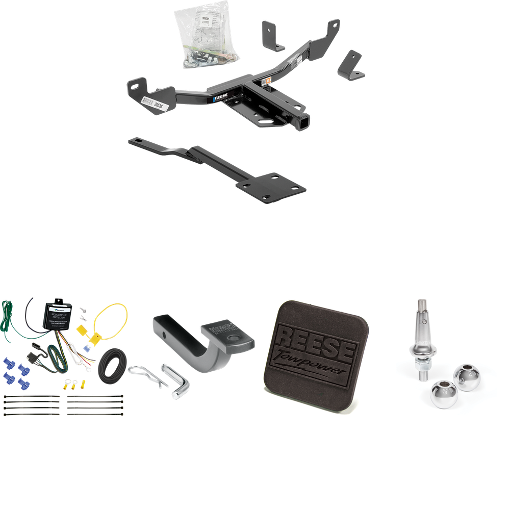 Se adapta al paquete de enganche de remolque Buick LaCrosse 2010-2016 con arnés de cableado plano de 4 + barra de tracción + bolas intercambiables de 1-7/8" y 2" + cubierta de enganche de Reese Towpower