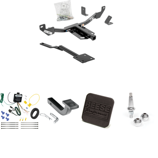 Se adapta al paquete de enganche de remolque Buick LaCrosse 2010-2016 con arnés de cableado plano de 4 + barra de tracción + bolas intercambiables de 1-7/8" y 2" + cubierta de enganche de Reese Towpower