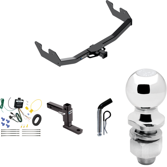 Fits 2016-2023 Toyota Hilux Trailer Hitch Tow PKG w/ 4-Flat Wiring + Adjustable Drop Rise Ball Mount + Pin/Clip + 2" Ball By Reese Towpower