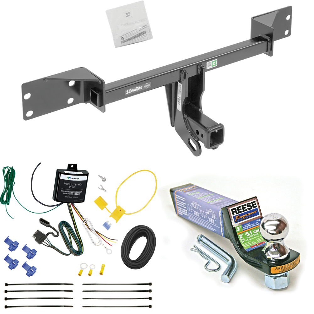 Fits 2017-2019 Infiniti QX30 Trailer Hitch Tow PKG w/ 4-Flat Wiring + Starter Kit Ball Mount w/ 2" Drop & 1-7/8" Ball (Excludes: Sport Models) By Draw-Tite