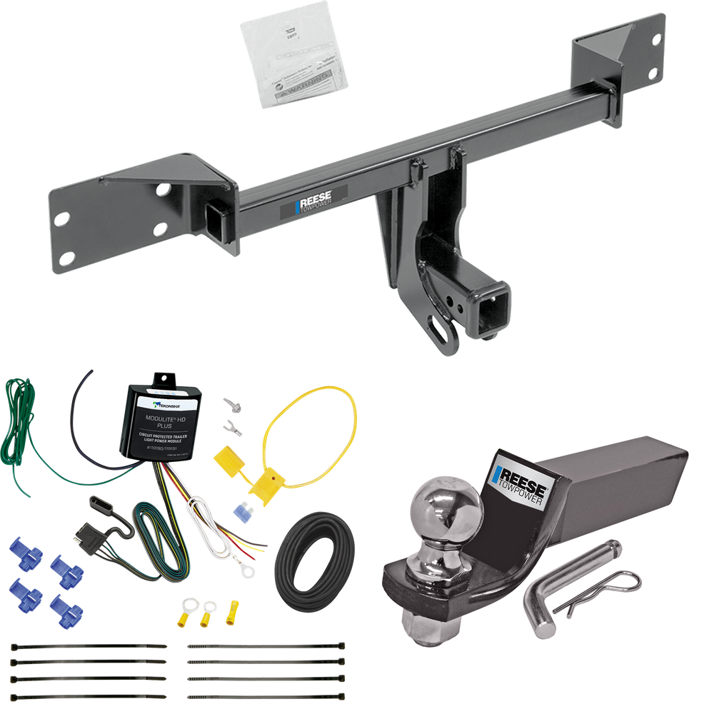 Se adapta al paquete de enganche de remolque Infiniti QX30 2017-2019 con cableado plano de 4 + kit de soporte de bola de inicio con caída de 2" y bola de 2" (excluye: modelos deportivos) de Reese Towpower