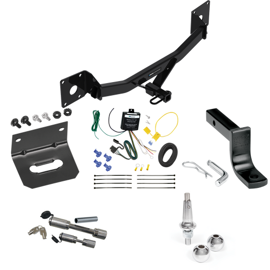 Fits 2016-2023 Chevrolet Malibu Trailer Hitch Tow PKG w/ 4-Flat Wiring Harness + Draw-Bar + Interchangeable 1-7/8" & 2" Balls + Wiring Bracket + Dual Hitch & Coupler Locks (For Premier (New Body Style) Models) By Reese Towpower