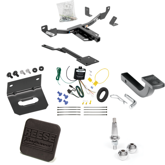 Se adapta al paquete de enganche de remolque Buick Regal 2011-2017 con arnés de cableado plano de 4 + barra de tracción + bolas intercambiables de 1-7/8" y 2" + soporte de cableado + cubierta de enganche de Reese Towpower