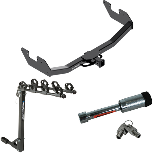 Fits 2016-2023 Toyota Hilux Trailer Hitch Tow PKG w/ 4 Bike Carrier Rack + Hitch Lock By Draw-Tite