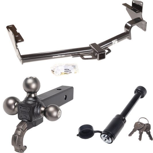 Fits 2008-2013 Toyota Highlander Trailer Hitch Tow PKG + Triple Ball Tactical Ball Mount 1-7/8" & 2" & 2-5/16" Balls w/ Tow Hook + Tactical Dogbone Lock By Draw-Tite