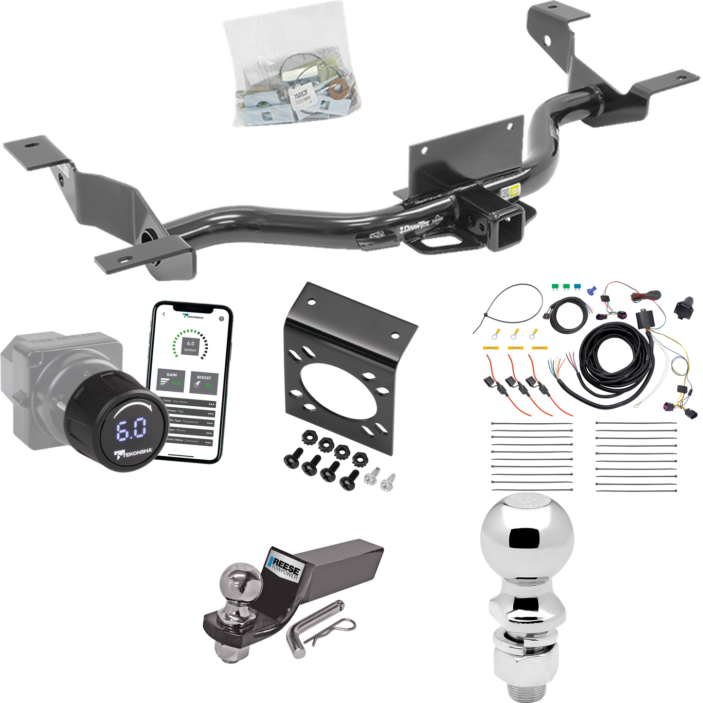 Fits 2014-2023 RAM ProMaster 3500 Trailer Hitch Tow PKG w/ Tekonsha Prodigy iD Bluetooth Wireless Brake Control + 7-Way RV Wiring + 2" & 2-5/16" Ball & Drop Mount (Excludes: w/Extended Body Models) By Draw-Tite