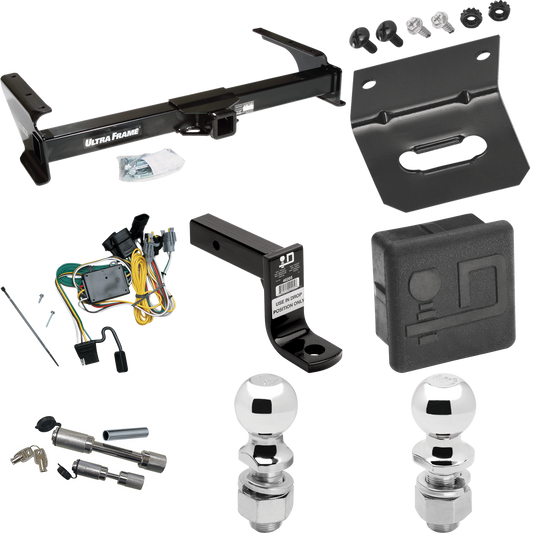 Fits 1992-1994 Ford E-250 Econoline Trailer Hitch Tow PKG w/ 4-Flat Wiring Harness + Ball Mount w/ 6" Drop + Dual Hitch & Coupler Locks + 2" Ball + 2-5/16" Ball + Hitch Cover + Wiring Bracket By Draw-Tite