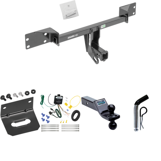 Fits 2017-2019 Infiniti QX30 Trailer Hitch Tow PKG w/ 4-Flat Wiring Harness + Dual Ball Ball Mount 1-7/8" & 2" Trailer Balls + Pin/Clip + Wiring Bracket (Excludes: Sport Models) By Draw-Tite