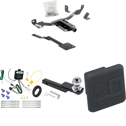 Fits 2016-2016 Chevrolet Malibu Trailer Hitch Tow PKG w/ 4-Flat Wiring Harness + Interlock Starter Kit w/ 2" Ball 1-1/4" Drop 3/4" Rise + Hitch Cover (For Limited LTZ, Except Canada Models (Old Body Style) Models) By Draw-Tite