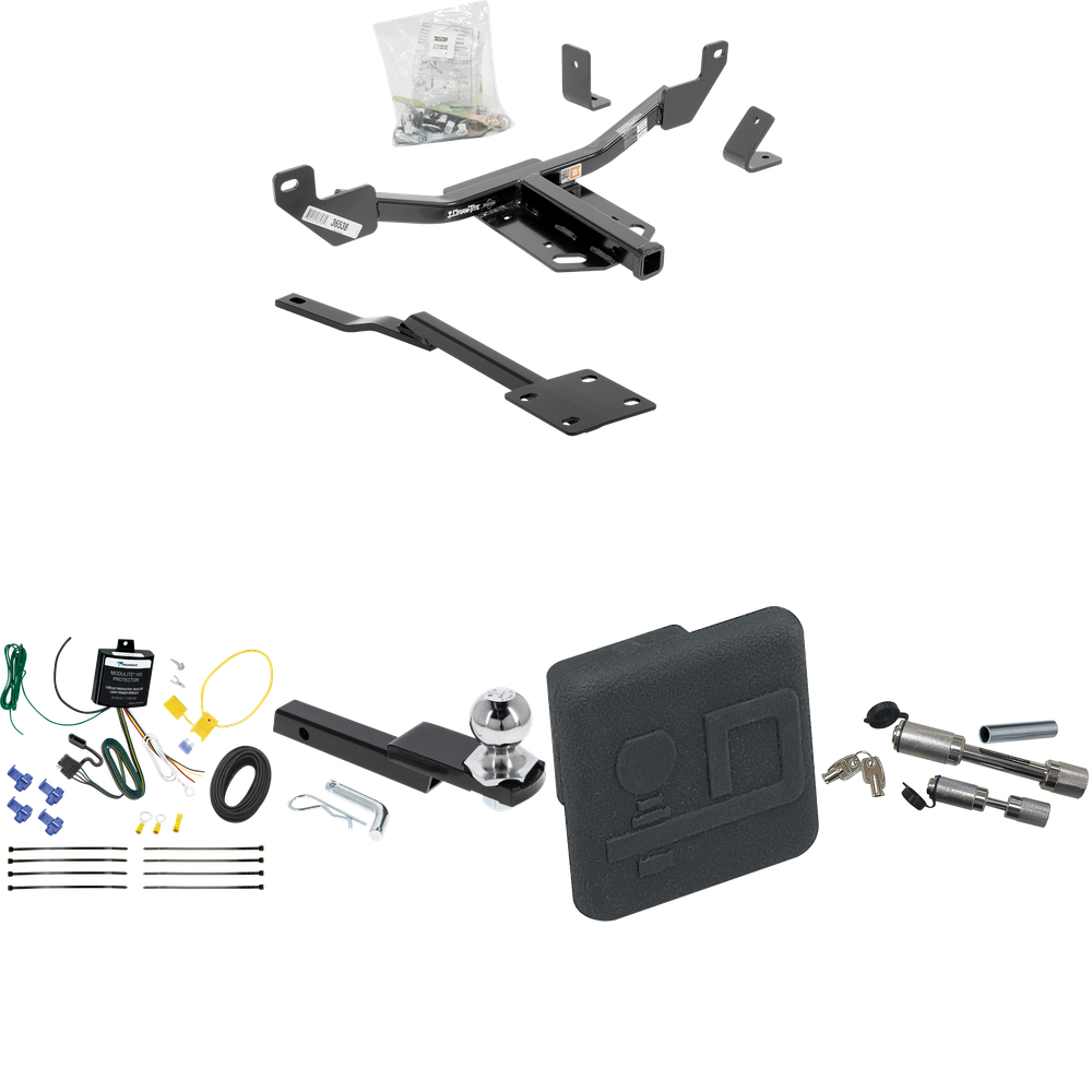 Fits 2016-2016 Chevrolet Malibu Trailer Hitch Tow PKG w/ 4-Flat Wiring Harness + Interlock Starter Kit w/ 2" Ball 1-1/4" Drop 3/4" Rise + Hitch Cover + Dual Hitch & Coupler Locks (For Limited, Except LTZ & Canada Models (Old Body Style) Models) By Dr