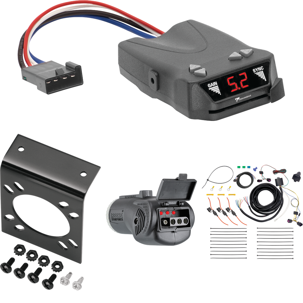 Se adapta al cableado de RV de 7 vías RAM ProMaster 3500 2014-2023 + control de frenos Tekonsha Brakeman IV + probador 2 en 1 y adaptador de 7 vías a 4 vías de Tekonsha