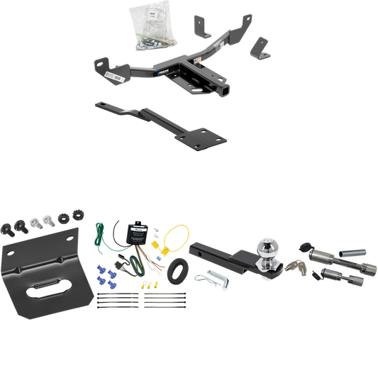 Fits 2013-2019 Cadillac XTS Trailer Hitch Tow PKG w/ 4-Flat Wiring Harness + Interlock Starter Kit w/ 2" Ball 1-1/4" Drop 3/4" Rise + Wiring Bracket + Dual Hitch & Coupler Locks By Reese Towpower