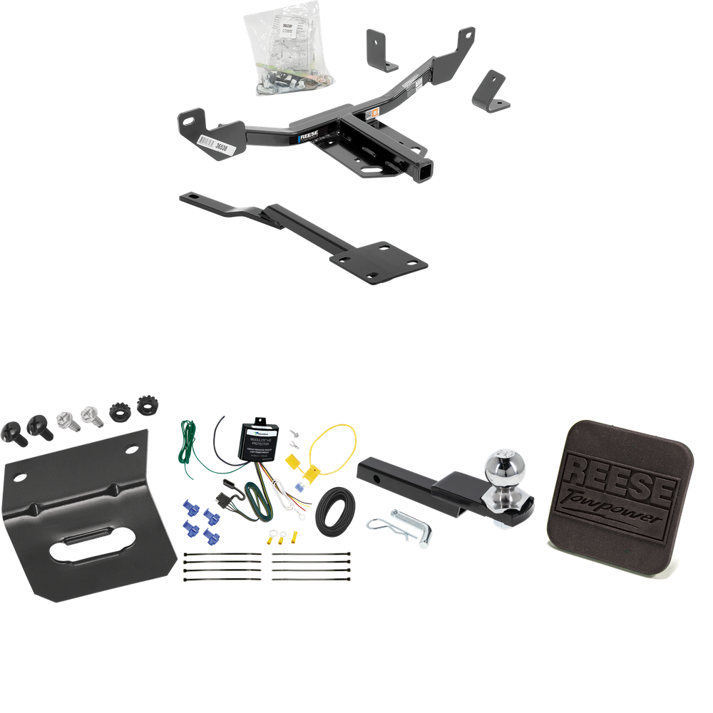 Fits 2016-2016 Chevrolet Malibu Trailer Hitch Tow PKG w/ 4-Flat Wiring Harness + Interlock Starter Kit w/ 2" Ball 1-1/4" Drop 3/4" Rise + Wiring Bracket + Hitch Cover (For Limited LTZ, Except Canada Models (Old Body Style) Models) By Reese Towpower