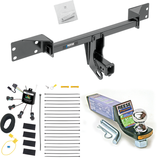 Fits 2015-2022 Mercedes-Benz GLA250 Trailer Hitch Tow PKG w/ 4-Flat Zero Contact "No Splice" Wiring + Starter Kit Ball Mount w/ 2" Drop & 1-7/8" Ball By Reese Towpower