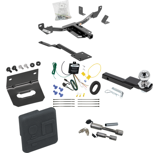 Fits 2016-2016 Chevrolet Malibu Trailer Hitch Tow PKG w/ 4-Flat Wiring Harness + Interlock Starter Kit w/ 2" Ball 1-1/4" Drop 3/4" Rise + Wiring Bracket + Hitch Cover + Dual Hitch & Coupler Locks (For Limited, Except LTZ & Canada Models (Old Body Sty