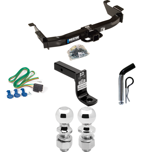 Fits 2003-2007 Ford E-250 Econoline Trailer Hitch Tow PKG w/ 4-Flat Wiring Harness + Ball Mount w/ 6" Drop + Pin/Clip + 2" Ball + 2-5/16" Ball By Reese Towpower