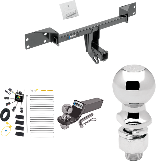 Fits 2017-2019 Infiniti QX30 Trailer Hitch Tow PKG w/ 4-Flat Zero Contact "No Splice" Wiring + Starter Kit Ball Mount w/ 2" Drop & 2" Ball + 2-5/16" Ball (Excludes: Sport Models) By Reese Towpower