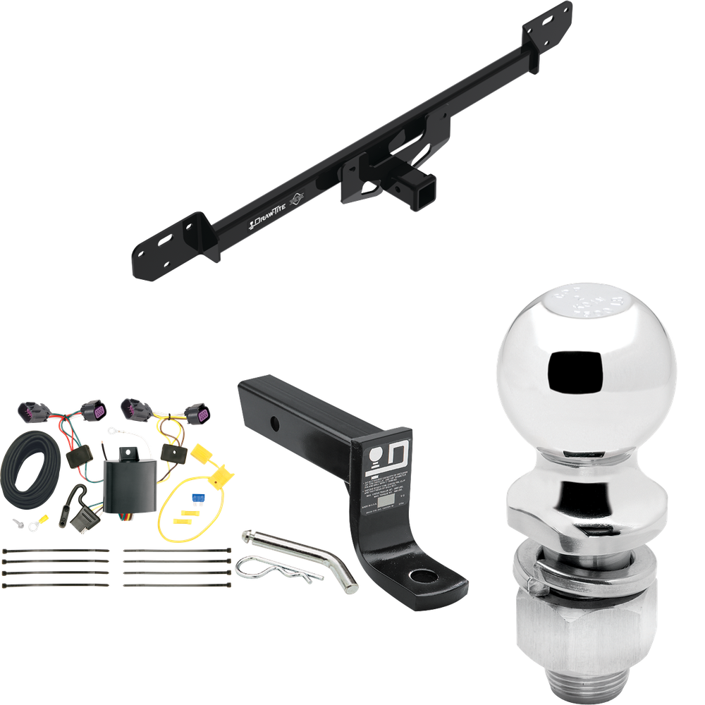 Fits 2014-2023 RAM ProMaster 1500 Trailer Hitch Tow PKG w/ 4-Flat Wiring + Ball Mount w/ 4" Drop + 2" Ball By Draw-Tite