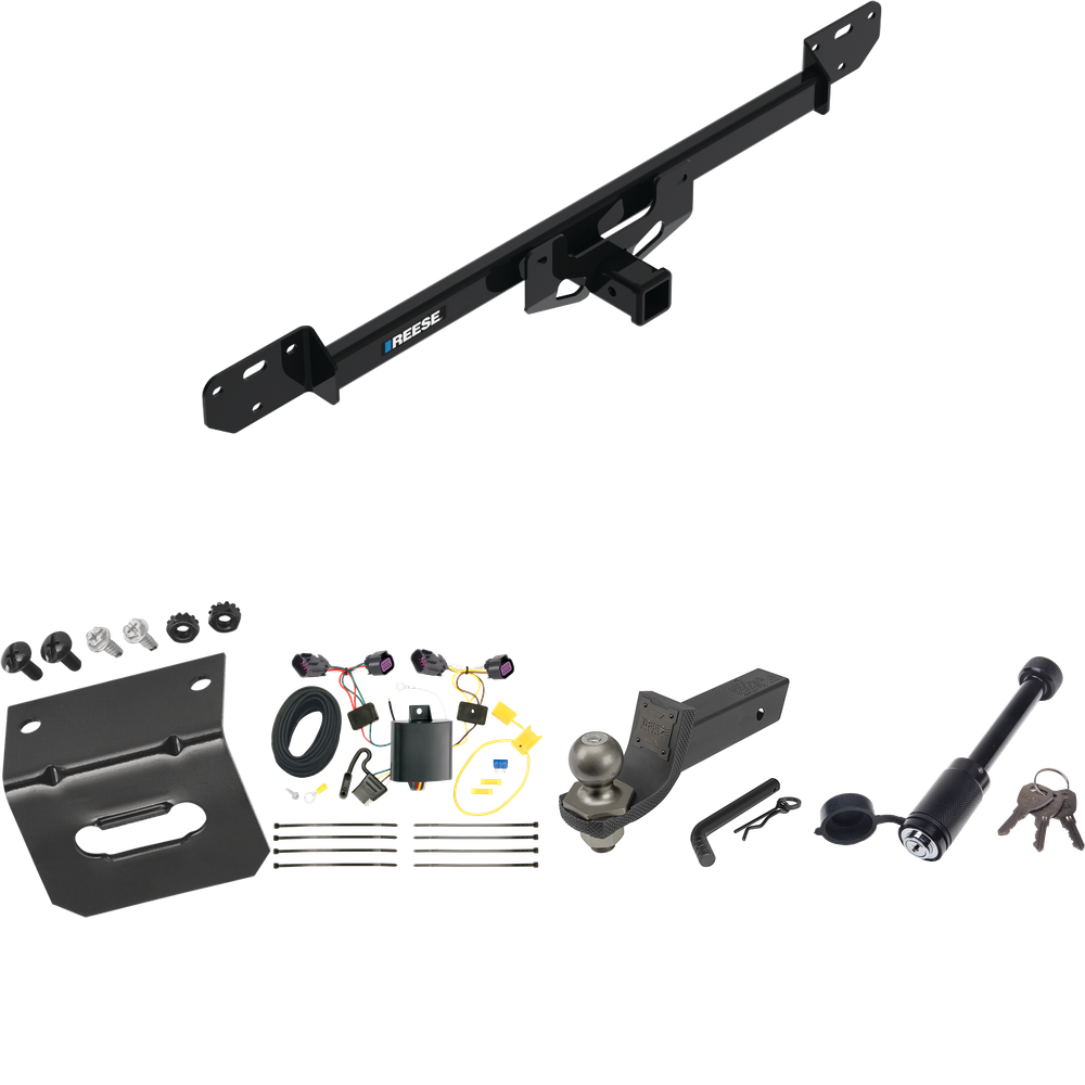 Fits 2014-2023 RAM ProMaster 3500 Trailer Hitch Tow PKG w/ 4-Flat Wiring + Interlock Tactical Starter Kit w/ 2" Drop & 2" Ball + Tactical Dogbone Lock + Wiring Bracket By Reese Towpower