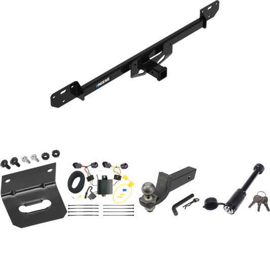 Fits 2014-2023 RAM ProMaster 3500 Trailer Hitch Tow PKG w/ 4-Flat Wiring + Interlock Tactical Starter Kit w/ 2" Drop & 2" Ball + Tactical Dogbone Lock + Wiring Bracket By Reese Towpower