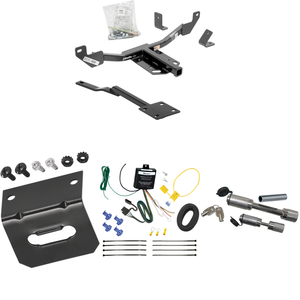 Fits 2016-2016 Chevrolet Malibu Trailer Hitch Tow PKG w/ 4-Flat Wiring Harness + Wiring Bracket + Dual Hitch & Coupler Locks (For Limited, Except LTZ & Canada Models (Old Body Style) Models) By Draw-Tite