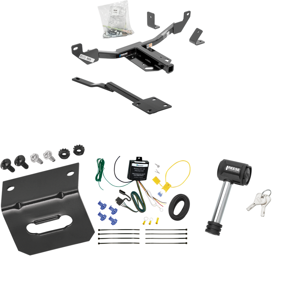 Fits 2014-2015 Chevrolet Malibu LTZ Trailer Hitch Tow PKG w/ 4-Flat Wiring Harness + Wiring Bracket + Hitch Lock (Excludes: Canada Models Models) By Reese Towpower