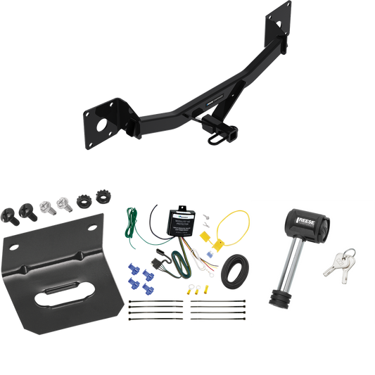 Fits 2016-2023 Chevrolet Malibu Trailer Hitch Tow PKG w/ 4-Flat Wiring Harness + Wiring Bracket + Hitch Lock (For Premier (New Body Style) Models) By Reese Towpower