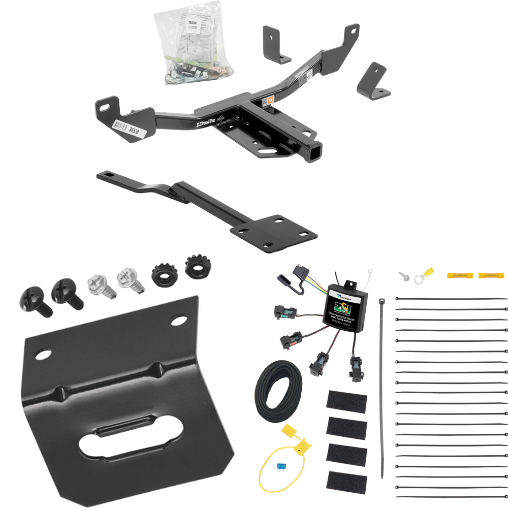 Fits 2013-2019 Cadillac XTS Trailer Hitch Tow PKG w/ 4-Flat Zero Contact "No Splice" Wiring Harness + Bracket By Draw-Tite