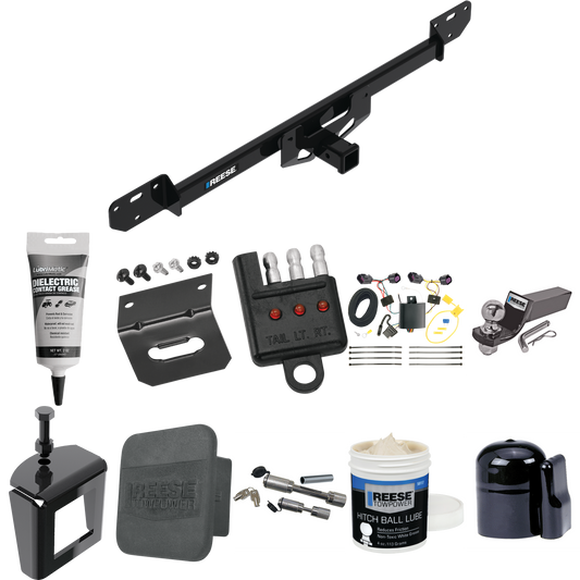 Fits 2014-2023 RAM ProMaster 2500 Trailer Hitch Tow PKG w/ 4-Flat Wiring + Starter Kit Ball Mount w/ 2" Drop & 2" Ball + 1-7/8" Ball + Wiring Bracket + Dual Hitch & Coupler Locks + Hitch Cover + Wiring Tester + Ball Lube + Electric Grease + Ball Wren