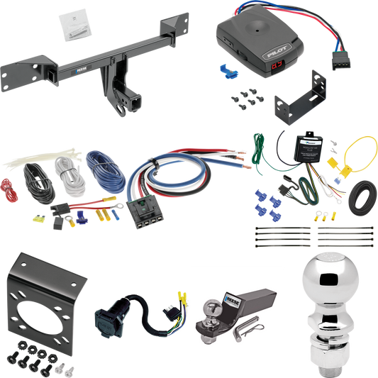 Fits 2017-2019 Infiniti QX30 Trailer Hitch Tow PKG w/ Pro Series Pilot Brake Control + Generic BC Wiring Adapter + 7-Way RV Wiring + 2" & 2-5/16" Ball & Drop Mount (Excludes: Sport Models) By Reese Towpower