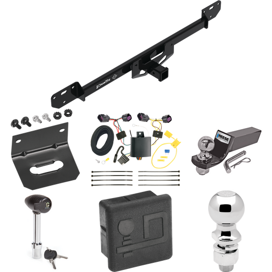 Fits 2014-2023 RAM ProMaster 3500 Trailer Hitch Tow PKG w/ 4-Flat Wiring + Starter Kit Ball Mount w/ 2" Drop & 2" Ball + 2-5/16" Ball + Wiring Bracket + Hitch Lock + Hitch Cover By Draw-Tite