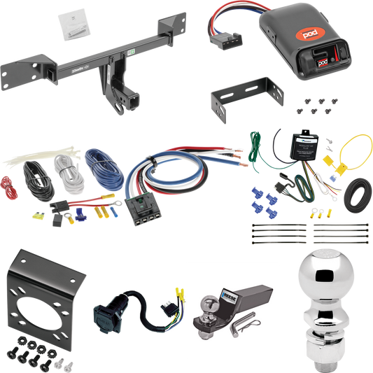 Fits 2017-2019 Infiniti QX30 Trailer Hitch Tow PKG w/ Pro Series POD Brake Control + Generic BC Wiring Adapter + 7-Way RV Wiring + 2" & 2-5/16" Ball & Drop Mount (Excludes: Sport Models) By Draw-Tite