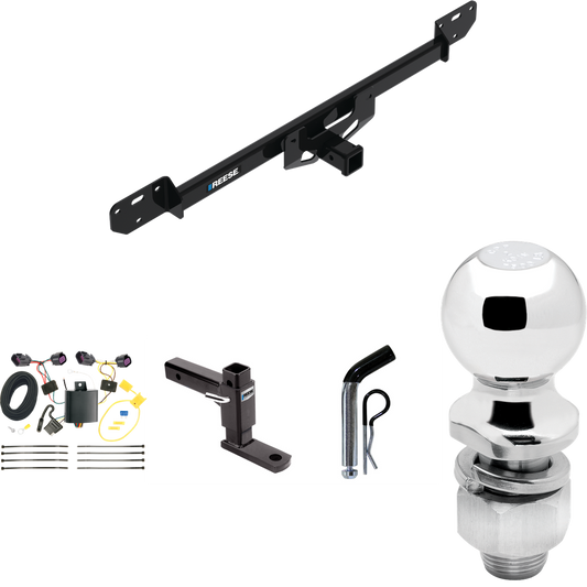 Fits 2014-2023 RAM ProMaster 2500 Trailer Hitch Tow PKG w/ 4-Flat Wiring Harness + Adjustable Drop Rise Ball Mount + Pin/Clip + 2" Ball By Reese Towpower