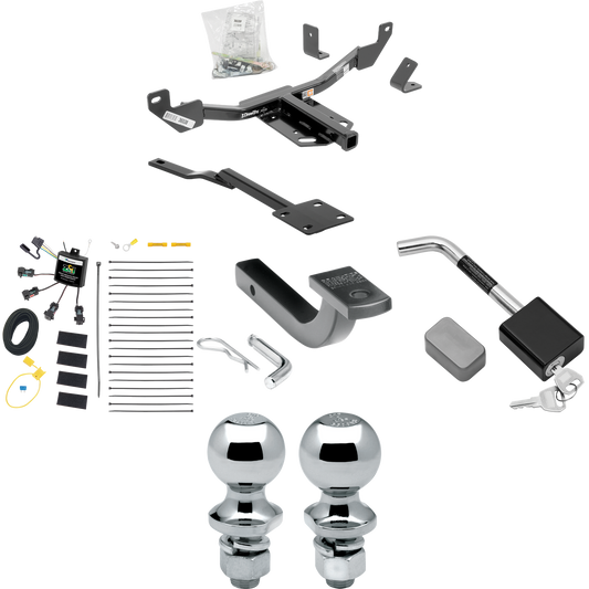 Fits 2013-2019 Cadillac XTS Trailer Hitch Tow PKG w/ 4-Flat Zero Contact "No Splice" Wiring Harness + Draw-Bar + 1-7/8" + 2" Ball + Hitch Lock By Draw-Tite