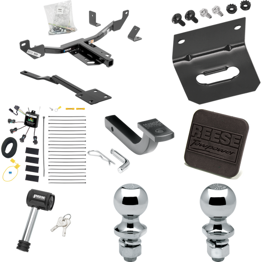 Se adapta al paquete de enganche de remolque Buick LaCrosse 2010-2016 con arnés de cableado de 4 contactos planos "sin empalme" + barra de tracción + bola de 1-7/8" + 2" + soporte de cableado + cubierta de enganche + bloqueo de enganche de Reese Towpower