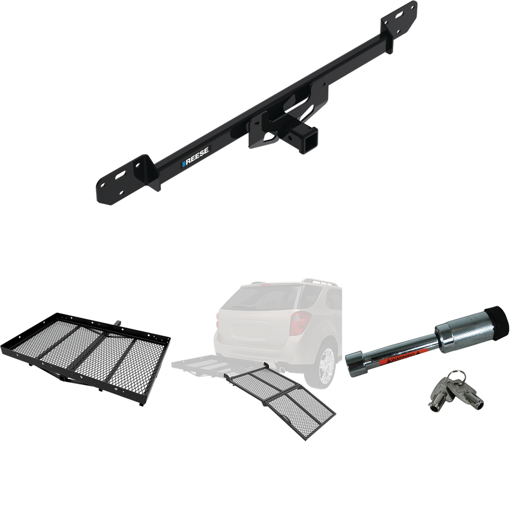 Fits 2014-2023 RAM ProMaster 1500 Trailer Hitch Tow PKG w/ Cargo Carrier + Bi-Fold Ramp + Hitch Lock By Reese Towpower