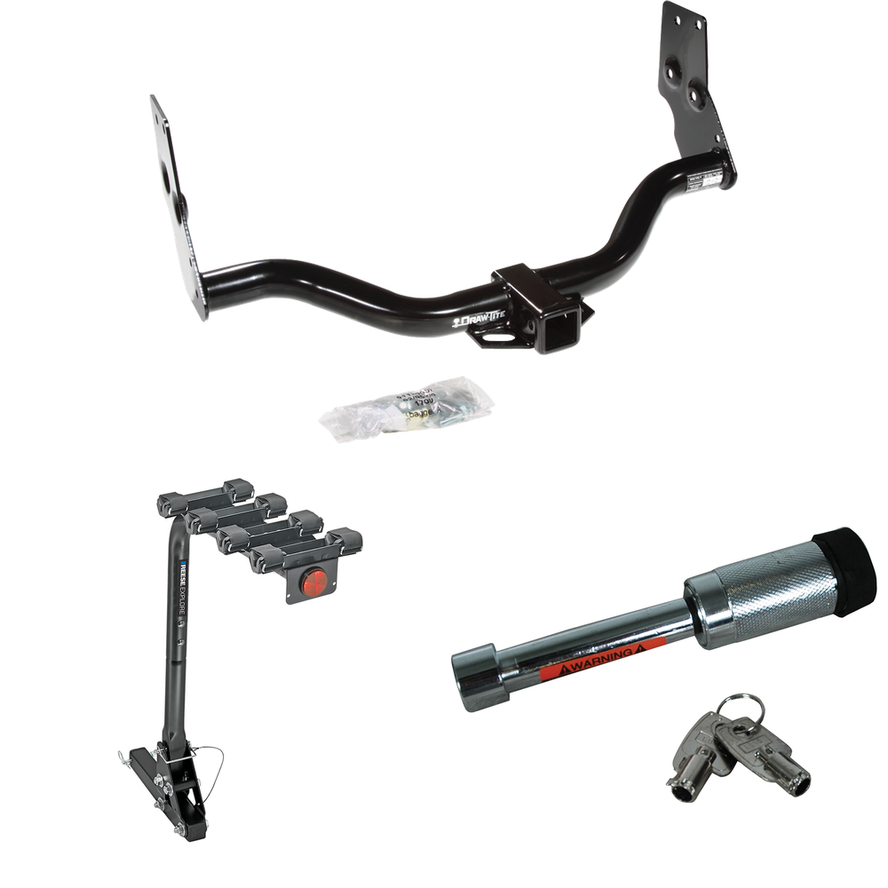 Se adapta al paquete de enganche de remolque Nissan Pathfinder 1996-2004 con portabicicletas para 4 bicicletas + bloqueo de enganche de Draw-Tite