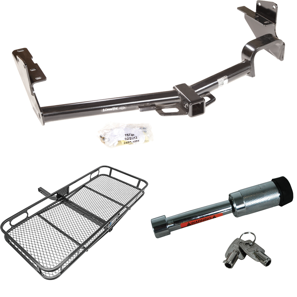 Fits 2008-2013 Toyota Highlander Trailer Hitch Tow PKG w/ 60" x 24" Cargo Carrier + Hitch Lock By Draw-Tite