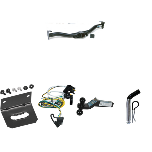 Fits 1995-2002 Ford E-250 Econoline Trailer Hitch Tow PKG w/ 4-Flat Wiring Harness + Dual Ball Ball Mount 2" & 2-5/16" Trailer Balls + Pin/Clip +  Wiring Bracket By Reese Towpower