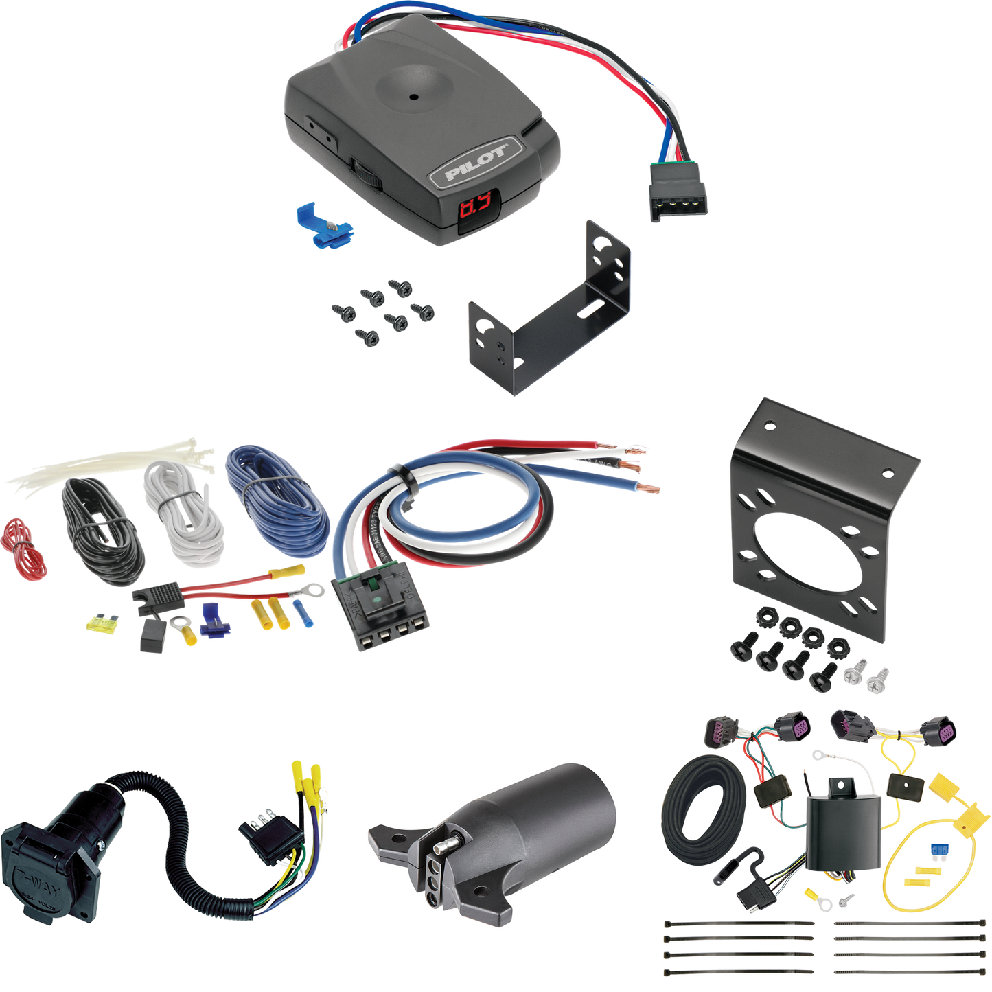 Se adapta a cableado RV de 7 vías RAM ProMaster City 2015-2023 + control de freno piloto serie Pro + adaptador de cableado BC genérico + adaptador de 7 vías a 4 vías de Tekonsha