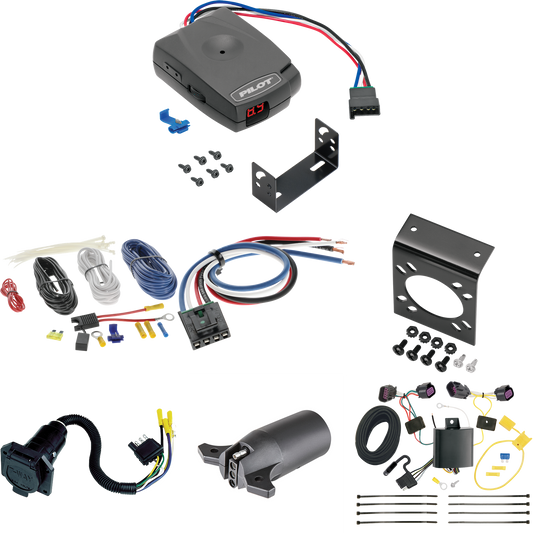 Se adapta a cableado RV de 7 vías RAM ProMaster City 2015-2023 + control de freno piloto serie Pro + adaptador de cableado BC genérico + adaptador de 7 vías a 4 vías de Tekonsha