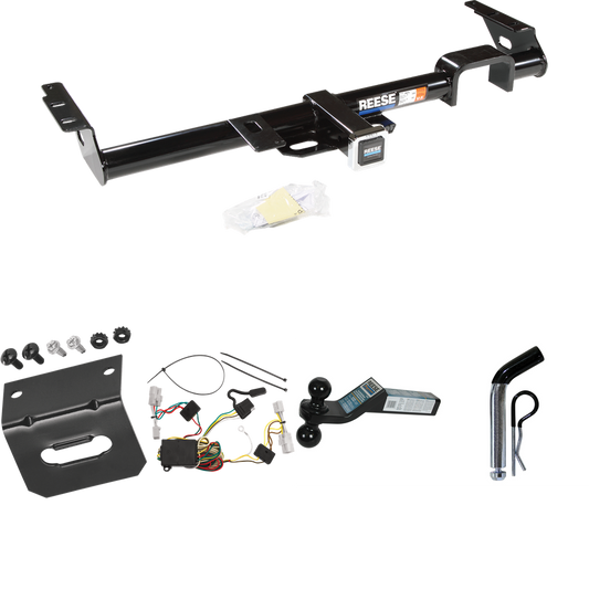 Fits 2001-2003 Toyota Highlander Trailer Hitch Tow PKG w/ 4-Flat Wiring Harness + Dual Ball Ball Mount 2" & 2-5/16" Trailer Balls + Pin/Clip +  Wiring Bracket By Reese Towpower