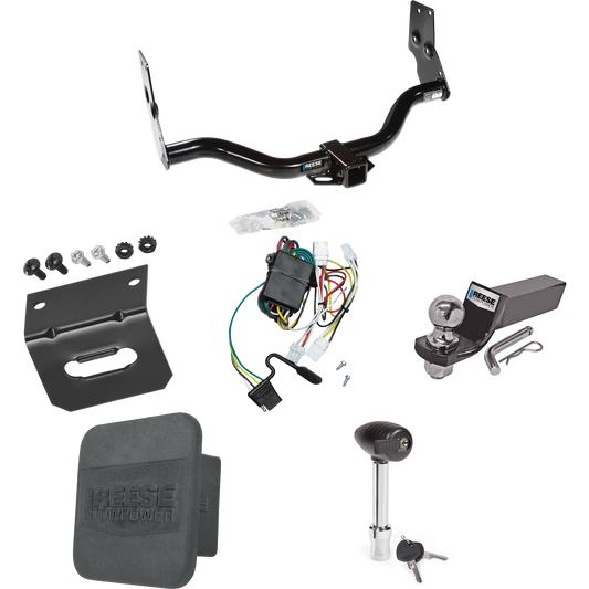 Fits 1996-2004 Nissan Pathfinder Trailer Hitch Tow PKG w/ 4-Flat Wiring + Starter Kit Ball Mount w/ 2" Drop & 2" Ball + 1-7/8" Ball + Wiring Bracket + Hitch Lock + Hitch Cover By Reese Towpower