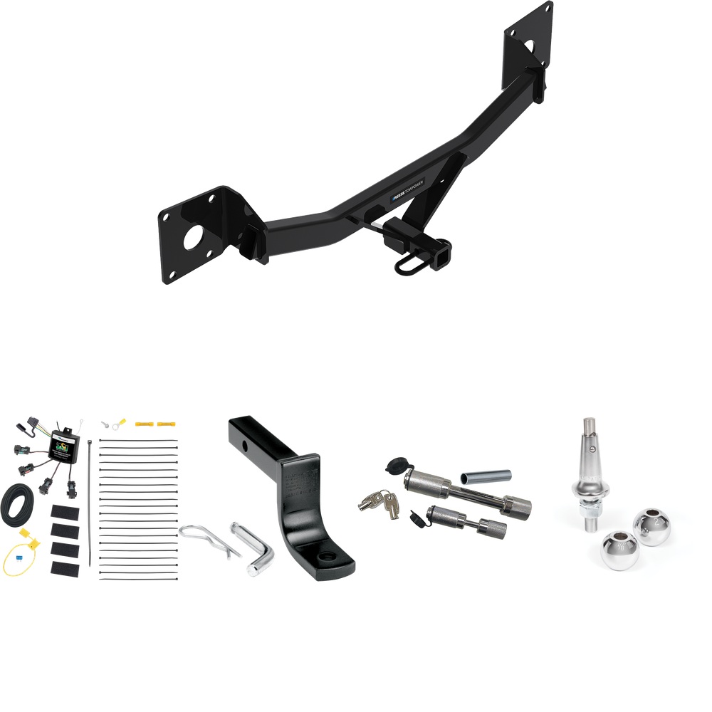 Fits 2018-2020 Buick Regal Sportback Trailer Hitch Tow PKG w/ 4-Flat Zero Contact "No Splice" Wiring Harness + Draw-Bar + Interchangeable 1-7/8" & 2" Balls + Dual Hitch & Coupler Locks By Reese Towpower