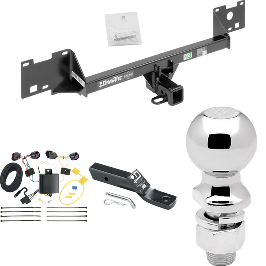 Fits 2015-2023 RAM ProMaster City Trailer Hitch Tow PKG w/ 4-Flat Wiring + Ball Mount w/ 2" Drop + 2-5/16" Ball By Draw-Tite