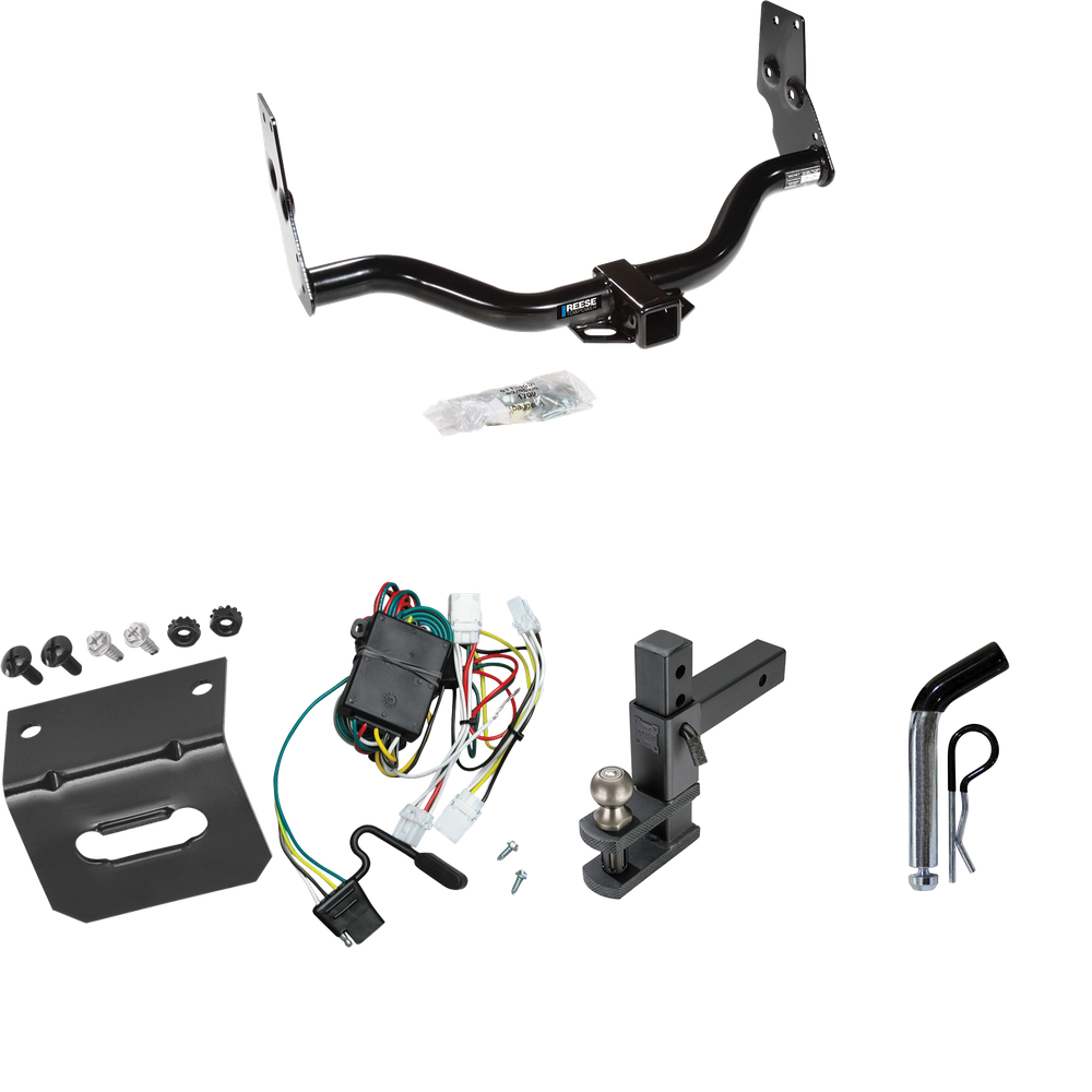 Fits 1997-2003 Infiniti QX4 Trailer Hitch Tow PKG w/ 4-Flat Wiring Harness + Adjustable Drop Rise Clevis Hitch Ball Mount w/ 2" Ball + Pin/Clip + Wiring Bracket By Reese Towpower